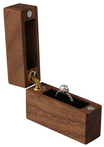 aufodara Holz Ring Box Handgefertigte Einzigartige Ring-Box Kleine Schmuckschatullen (Brown)