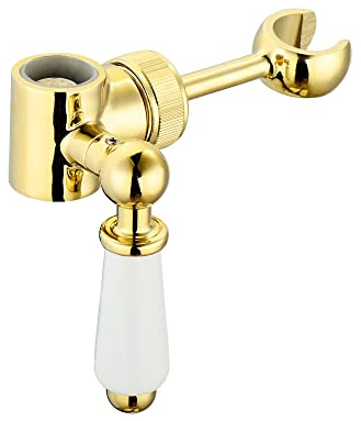 ENKI B09 18mm Round Shower Head Holder, Gold, Bracket | Solid Brass, Easy Install, Fittings Included, 1-Year Guarantee, Adjustable, Wall Bracket, Replacement, Bathroom