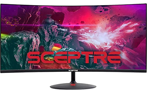 Sceptre 34-inch Curved UltraWide 21: 9 Creative LED Monitor 2560x1080 Frameless HDMI DisplayPort Up to 100Hz, Machine Black 2020 (C345W-2560UN)
