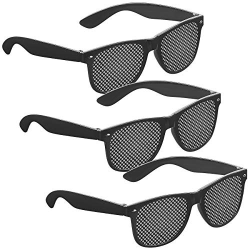 PEARL Rasterbrillen: 3er-Set Lochbrillen zur Augen-Gymnastik und -Entspannung, schwarz (Entspannungsbrille, Augen Entspannungsbrille, Lesebrille)