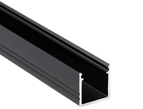 2m LED Profil ST10 Aluminium Schwarz für LED Streifen inkl. Abdeckung, für LED Streifen bis 10mm (Schwarz 2m milchig)