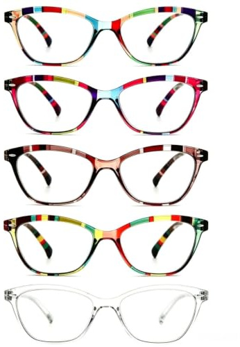 MODFANS Un Pack de 5 Gafas de Lectura Mujeres/Gafas para Presbicia,Buena Vision Ligeras Comodas,Vista de Cerca/Vista Cansada