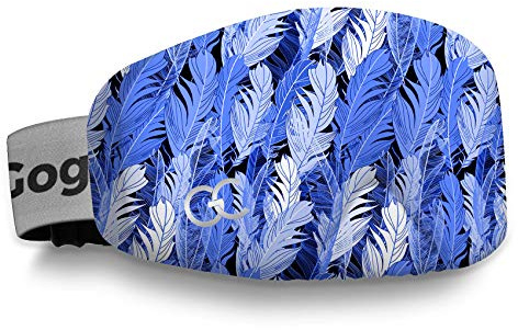 GogglesCover Ski Goggles Protective Cover, Portable Blue Feathers Design | GogglesCover Ski Goggle Cover, Protective Sleeve, Anti-Scratch Case, Goggles Accessories, Ski Equipment, Blue Feathers Design