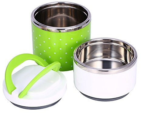 Edelstahl Lunchbox, Box, Warmer Kühleimer mit Mittagessen Wärmedämmung, 2 Schichten von Containern Auslaufsichere Lebensmittel für Kinder Erwachsene, 900 ml