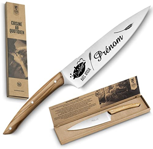 Claude Dozorme - Couteau de Cuisine Personnalisé avec Prénom Gravé - Fabriqué en France à Thiers - Cadeau pour Homme Femme : Fête des Pères, Papa, Mamie, Maman, Fête des Mères