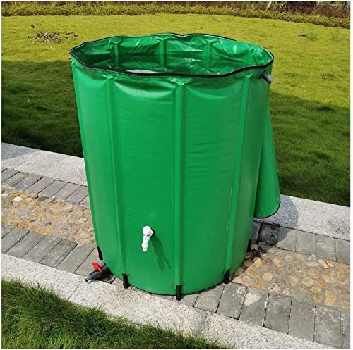 Regentonne Faltbar Zusammenklappbare Wasserfässer, PVC-Gartenhydroponics speichert Regenwasser mit Reißverschlussdeckel und tippen auf unter dem Dach (Color : Green, Size : 500L/80x98cm)