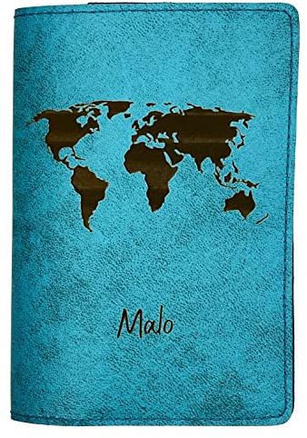 Protège Passeport Personnalisé, Porte Passeport Made in France, Pochette Passeport 100% Personnalisable, Étui Passeport Voopies, Protection Passeport Cuir, Housse Voyage. (Bleu Ciel)