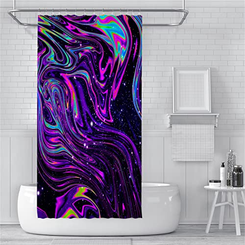 Guofuos Goldenes lila Wasser Duschvorhang 90x200cm Duschvorhäng Anti Schimmel,Wasserabweisend Stoff Duschrollo Waschbar,3D Draussen Bad Vorhang Schnell Trocknend,Badewanne Badezimmer Decor Vorhänge