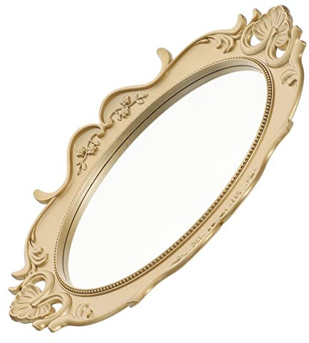 Cabilock Geschnitztes Spiegeltablett Spiegel Tablett Snack-aufbewahrungsplatte Kommode Kosmetikspiegel-Organizer-tablett Spiegelplatte Schminkspiegelablage Süssigkeit Leuchter Pp