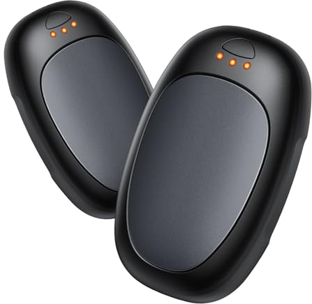 Jonwall Hand Warmers Rechargeable 2 Pack, Electric Hand Warmer Reusable Portable USB Pocket Warmer, 3 Levels Heating Battery Powered Hand Heater for Camping Hunting Golf, Warm Gift for Women Men Grey