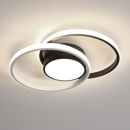 Comely Plafón LED 42 W – 4500 lm aprox. – Luz Natural 4500 K – Diseño Redondo Blanco/Negro 40 × 28,5 × 6 cm – Ideal para Salón, Cocina y Baño