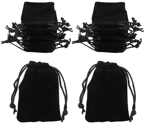Beebeecraft 25 Stück Samtbeutel Kordelzug 7x5 cm Große Schwarze Rechteckige Schmuckbeutel Für Schmuck Ohrstöpsel Und Schlüsselanhänger