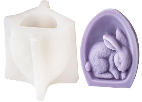 Silicone Mould, Half Shell Easter Egg Shape Candle Mould, Easter Bunny Soap Mould, Epoxy Resin Candle Mould For Scented Candle Making, Plaster Mould (02)