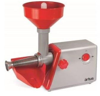 Artus Robot da Cucina e Mini Tritatutto Marca Modello Passa Pomodoro Elettrico S25I Rosso e Argento