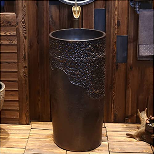 Waschtischunterschrank mit Waschbecken, Badezimmer-Waschbecken mit komplettem Sockel, Badezimmer-Waschbecken, kombinierte Toilettenbecken, handgefertigt mit Wasserhahn und Abfluss-