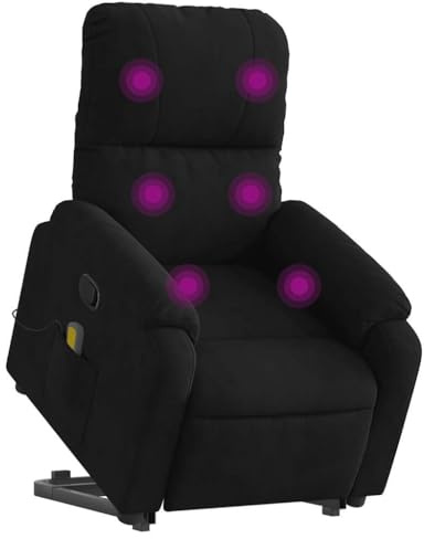 vidaXL Massagesessel, Sessel mit Aufstehhilfe, Relaxsessel mit Liegefunktion Vibrationsfunktion, Fernsehsessel Liegesessel Aufstehsessel, Schwarz Mikrofasergewebe