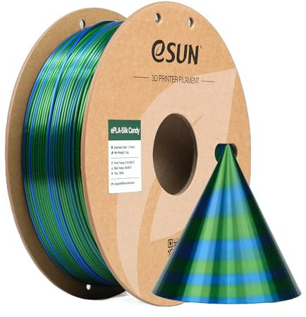 eSUN Silk Candy PLA Filament 1.75mm, Silky Multicolored 3D Drucker Filament PLA, Gradient Changing 1KG Spule (2.2 LBS) für 3D Drucker, Blau Grün