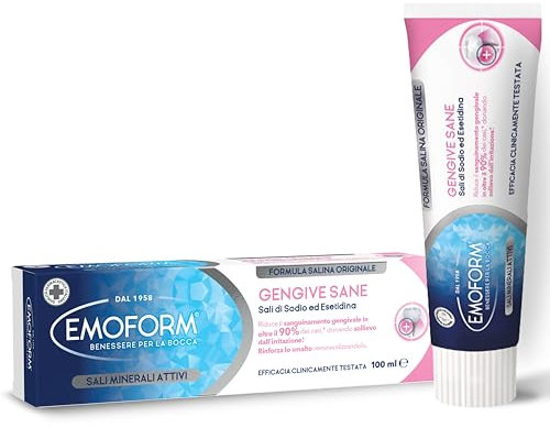 Emoform Dentifricio Gengive Sane 75ml - con Sali di Sodio ed Esetidina - Riduce il Sanguinamento Gengivale in oltre il 90% dei casi donando sollievo dall'irritazione - Rinforza lo Smalto