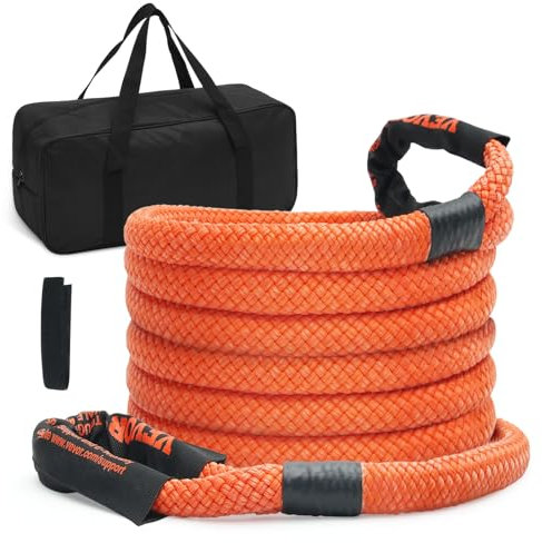 VEVOR Corda da Traino per Recupero Cinetico, Cinghia da Strappo Fuoristrada per Carichi Pesanti Fuoristrada, 17237 kg, 25,4 mm x 6,1 m Cinghia per Strappi Resistente Jeep Auto Camion SUV, Nylon