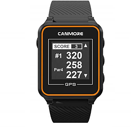 Canmore TW356 GPS Golf-Uhr - Set mit Netzteil (schwarz/orange)