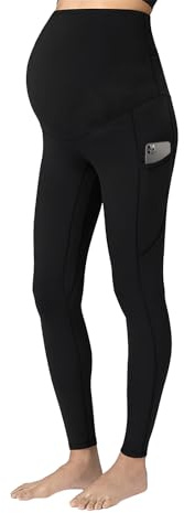 Leggings Premaman da Donna a Vita Alta Con Tasche - Morbidi ed Elastici per Gravidanza, Casa, Yoga e Sport (Nero)