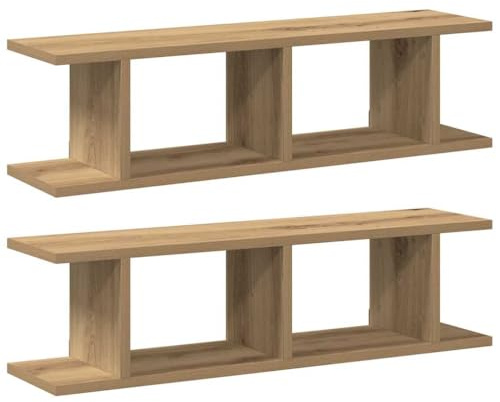 vidaXL Estantes Pared 2uds Madera ingeniería Roble artisian 75x18x20cm, Estante Flotante, estantería de Pared, estantería de lavadero