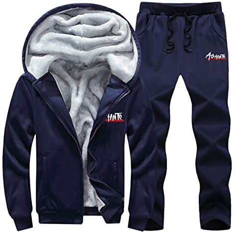 Bastwahl Trainingsanzug Herren mit Fleece Gefütterte Baumwolle - Freizeitanzug Kapuzenpullover und Jogginghose Warm Kuschelig Vliesjogginganzug Männer Sportanzug Winterjacke Set Tracksuit