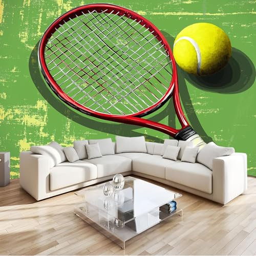 Verde Carta da Parati Tennis Fotomurali HD Stampa Non Tessuto d'arte Moderna Poster Soggiorno Camera Ufficio TV Decorazione di sfondo Murale 250x175 cm