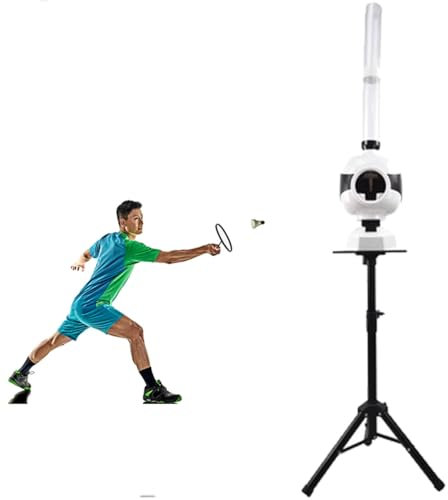 JXYQ Automatische Badminton-Aufschlagmaschine, Übungsgerät für automatische Badminton-Aufschlagausrüstung, Badminton-Trainingsmaschine, Badminton-Solotrainer, Federball-Feeder-Shooter