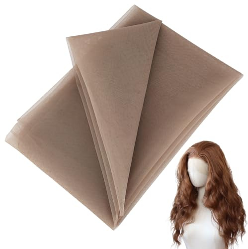 BENECREAT Red de Encaje Suizo de 0.9 m para Hacer Gorros de Peluca, Accesorios para Pelucas con Base de 1.35 m de Ancho, Red para el Cabello para Pelucas con Frente de Encaje, Verde Oliva Oscuro