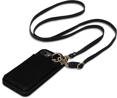 Keallce Case for iPhone 16e 6.1'', Detachable Crossbody Case Wallet with RFID Blocking Card Holder, 360ｰRing Stand, Folio Leather Phone Cover Shoulder Lanyard Strap Lady for iPhone 16e 2025, Black