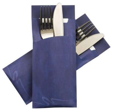 VEPATIM 50 Pochetto Bestecktaschen 200x85mm blau marmor inkl. Serviette