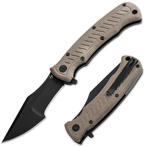 BÖKER PLUS® Micro Tracker Folder – klappbares Bushcraft-Messer mit Nyoln-Etui - Survival- & Outdoor-Taschenmesser - schwarze 8,1 cm Klinge aus Edelstahl 154CM in Geschenk-Box