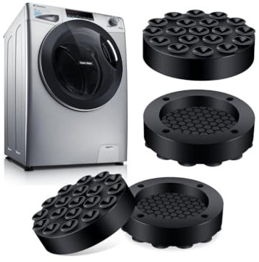 Wenrescry Juego de 4 amortiguadores para lavadora, amortiguadores de vibración ajustables y almohadillas antideslizantes para lavadora, secadora, frigorífico y muebles
