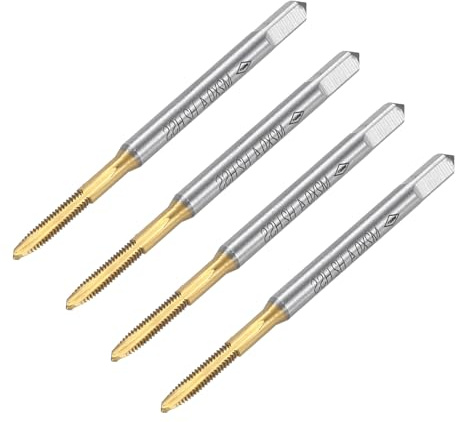 QUARKZMAN 4 Stück Maschine Gewindebohrer Spitze M2 x 0,4 Metrisch | Spitzengewindeschneider HSS6542 Universelle und Hochwertige Gewindebohrer Titanbeschichtete Oberfläche