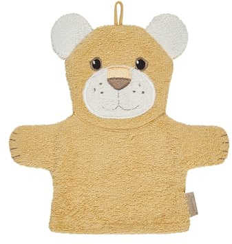 Sterntaler Waschlappen Löwe Leo – Waschhandschuh aus saugfähiger Baumwolle mit schönen Webkanten – Süße Stickerei - Für Babys und Kleinkinder, Ocker