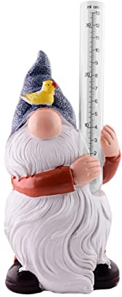 Toyvian Mini Pluviómetro de Resina en Miniatura Figura de Enano para Decoración de Jardín y Césped, Accesorio Creativo y Funcional para Exteriores