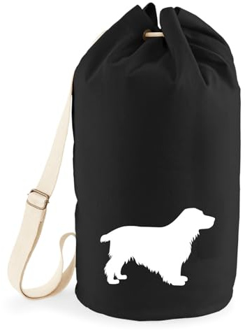 Huuraa Seesack English Cocker Spaniel Silhouette Geschenk | Tasche 20 Liter Strandtasche Black Baumwolle Rucksack Geschenkidee Schwarze Sporttasche Duffle Bag mit Kordelzug Verschluss