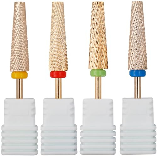 Bestgle 4 Pcs Forets à Ongles, Embouts Ponceuse à Ongles, 3/32 Foret À ongles Outils pour Manucure Pédicure Accueil Utiliser, Professionnel Supprimer Gel, M/C/F/XF