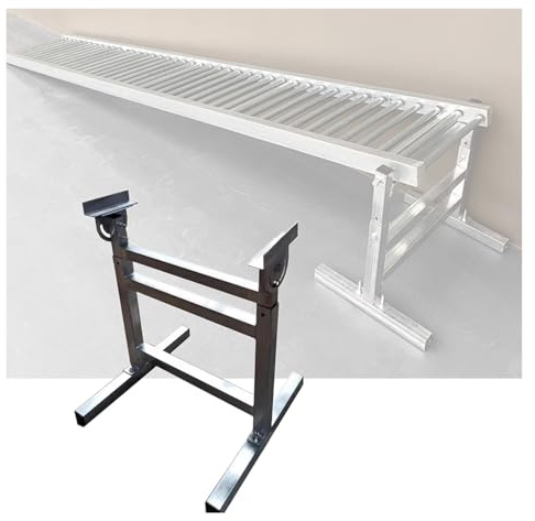 Adjustable Height Conveyor Support Legs for Light Duty Conveyors, Flexible Workshop Roller Stand for Table Saw and Woodworking
