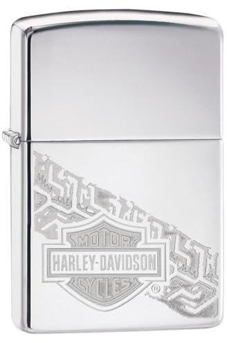 Zippo Sturmfeuerzeug - Harley-Davidson, High Polish Chrome, Double Lustre - Nachfüllbar - Wiederverwendbar - Windfestes Design - Geschenkbox - Made in USA