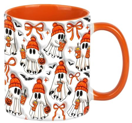 Generico Mugh di Halloween Ghost - Coffee in ceramica | Coppa di fantasmi bianchi - Design 3D con cappello per il succo di birra da tè al latte Acqua | Mug novità da 350 ml - drink per regalo per fes