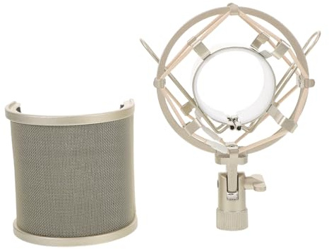 SUPVOX Filtro Anti-pop Microfono U-shaped con Supporto Antivibrazione Copertura Antivento e Rete Alta Densità per Registrazioni Vocali Professionali Compatibile con Vari Modelli per