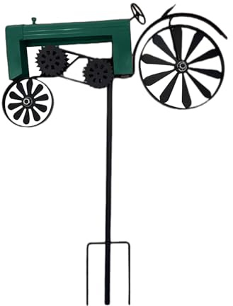 THOANBY Mulino a Vento da Giardino,Trattore in Ferro Antico,Mulino a Vento Girevole,picchetto da Terra Artigianale,Decorazione da Giardino con Ruote girevoli per Il Paesaggio