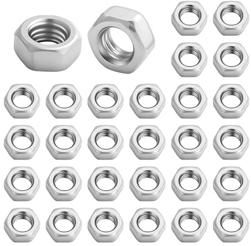 30 tuercas hexagonales de acero inoxidable M5, tuercas de alta calidad A2 V2A, tuerca de acero inoxidable hexagonal para tornillos, arandelas y varillas roscadas