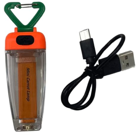 MeevrgR Lanterne de camping portable 45 lumens avec batterie rechargeable par USB de 500 mAh, modes de lumière chaude et jaune pour randonnée, design en forme de carotte, orange