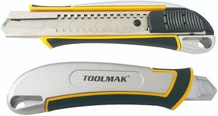 Set 2 pezzi - Taglierino Professionale Lama Spezzabile Ergonomico Multiuso Alta Resistenza Autobloccante