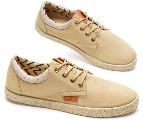 GLAMORA Zapatillas Lona Hombre con Cordones Alpargata Casual Canvas Zapato Plano Ligero Transpirable Suela Goma Efecto Esparto Flexible Comodo Verano