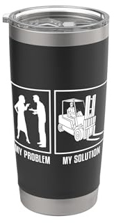 Mi problema Mi Pictograma Papá Mamá Storeman Operador de montacargas Vaso térmico de acero inoxidable de doble pared