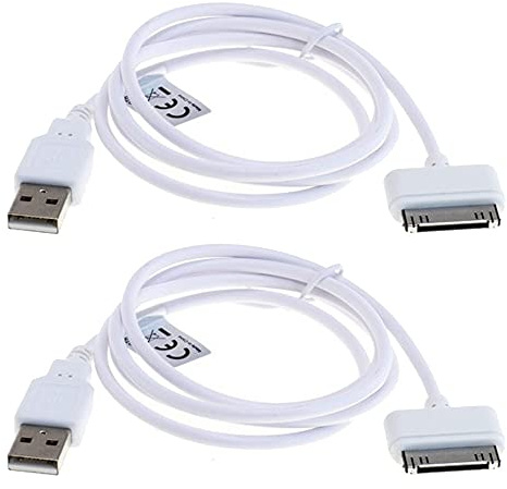 subtel 2x USB Kabel 1m kompatibel mit Apple iPod Mini (1. & 2. Gen.) Nano (1. - 6. Gen.) Touch (1. - 4. Gen.) - MA591G Ladekabel 30 Pin Dock Connector auf USB A 2.0 Datenkabel weiß